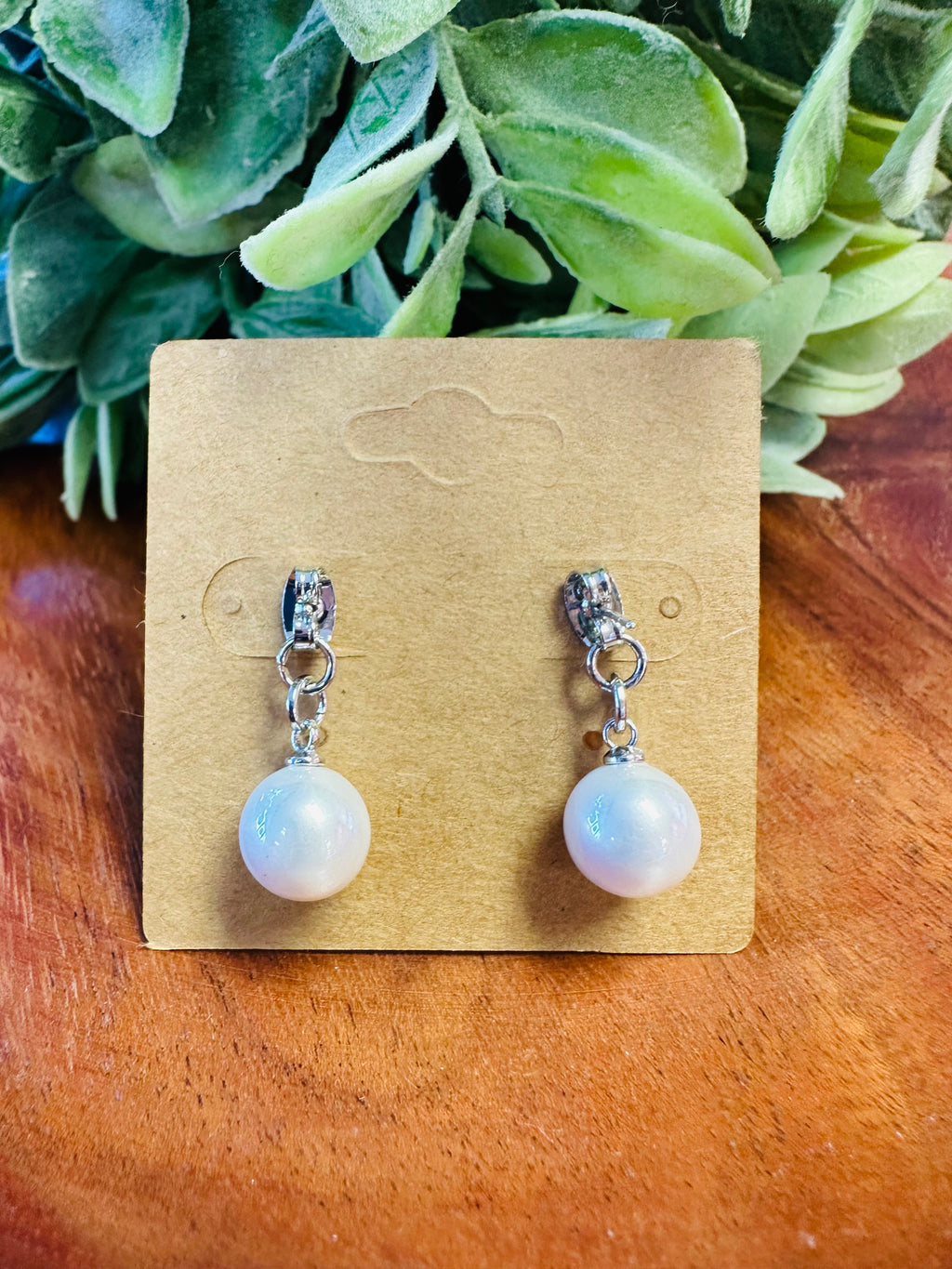 Women’s Silver Stud Diamond with Dangling Pearls Earrings