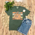 Women’s Olive Green Striped Pumpkin Tee
