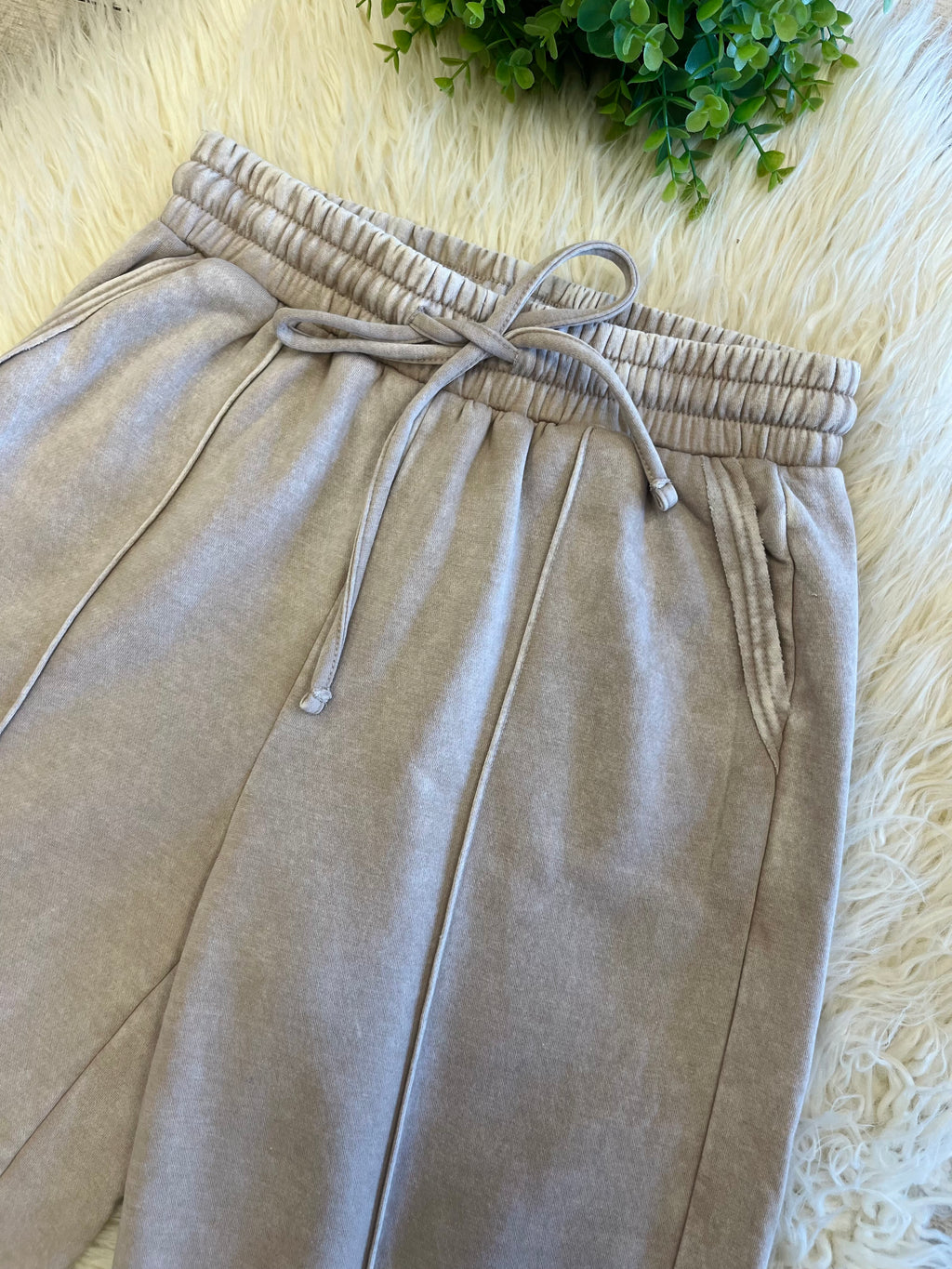 Women’s Zenana Cropped Wide Leg Comfy Ash Mocha Acid Wash Pants - True to Size