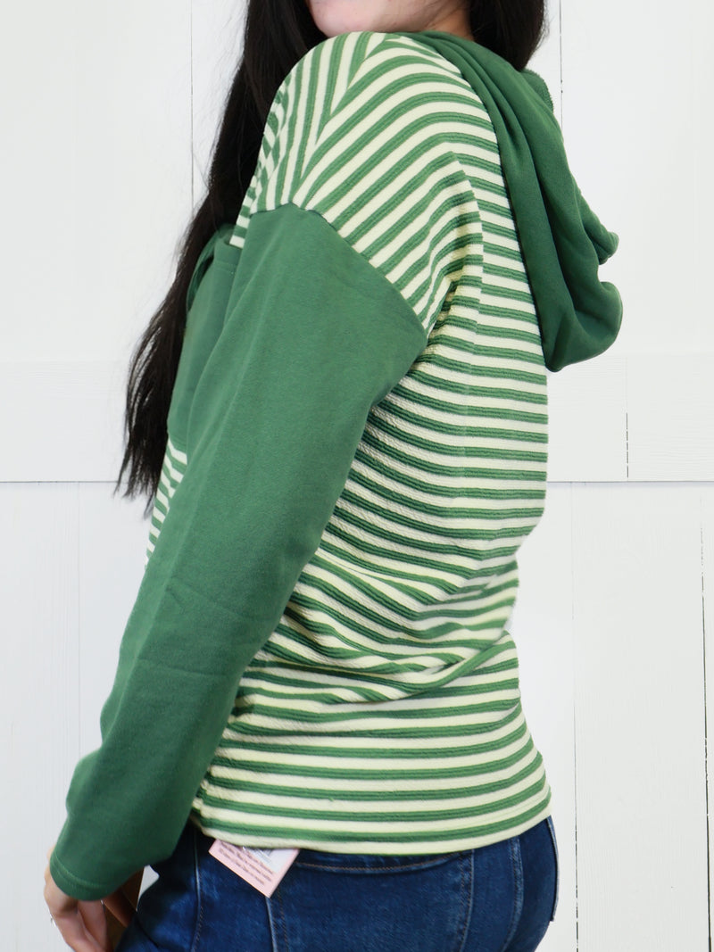 Women’s Stripe Pocket Hoodie Top Pullover Sweater