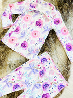 Girl’s Pink and Purple Floral Zip up  Outfit