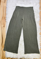 Women’s Zenana Olive Green White Detail Ribbed Set