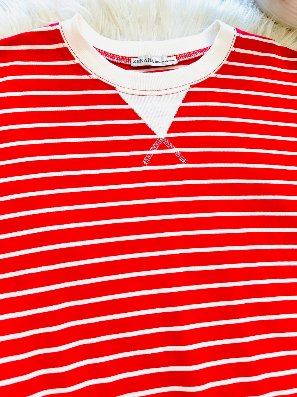Women’s Zenana Red Striped Long Sleeve Top