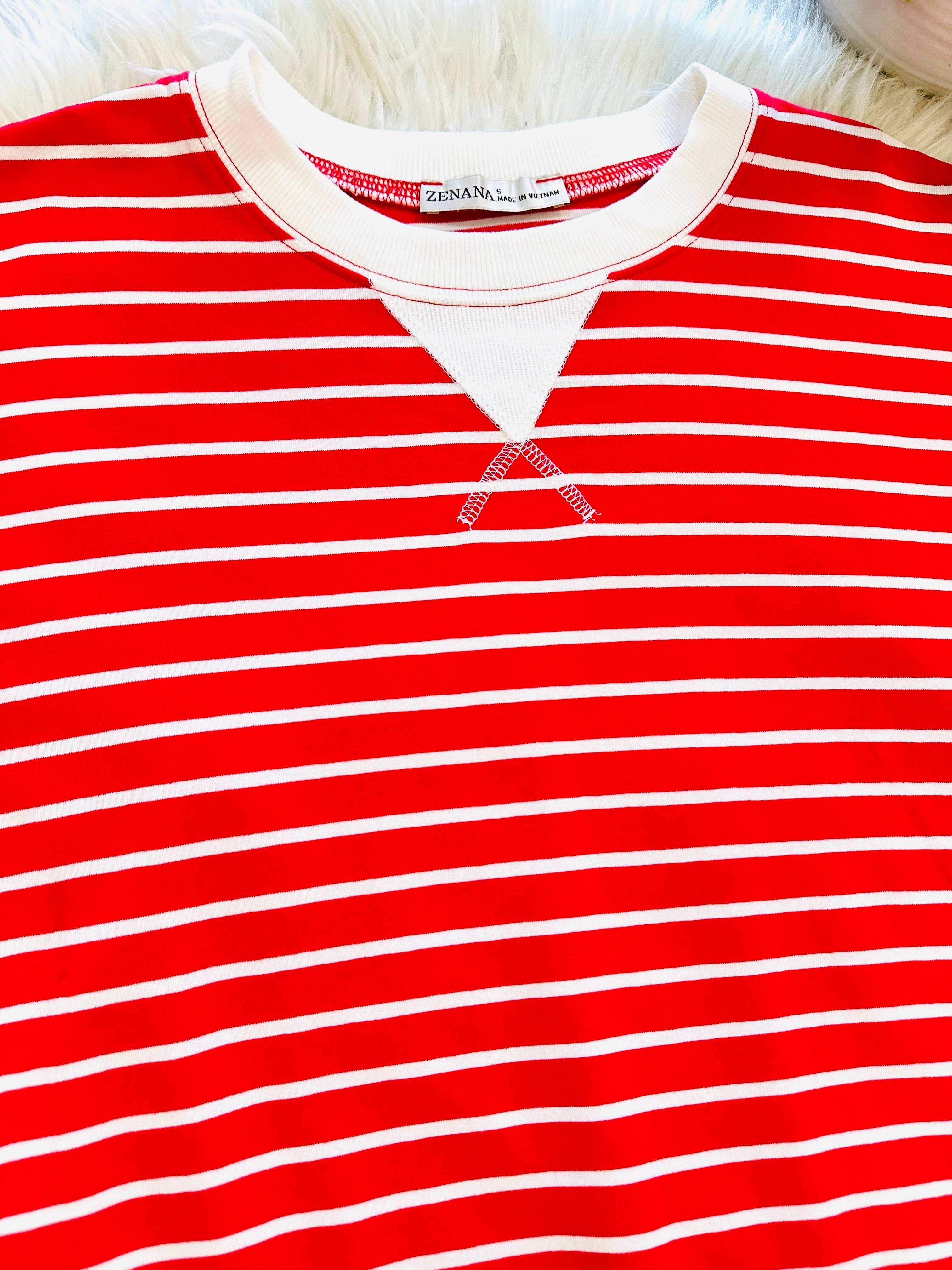 Women’s Zenana Red Striped Long Sleeve Top
