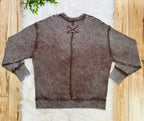 Women’s Zenana Chocolate Ribbed Raw Hem Crewneck Top