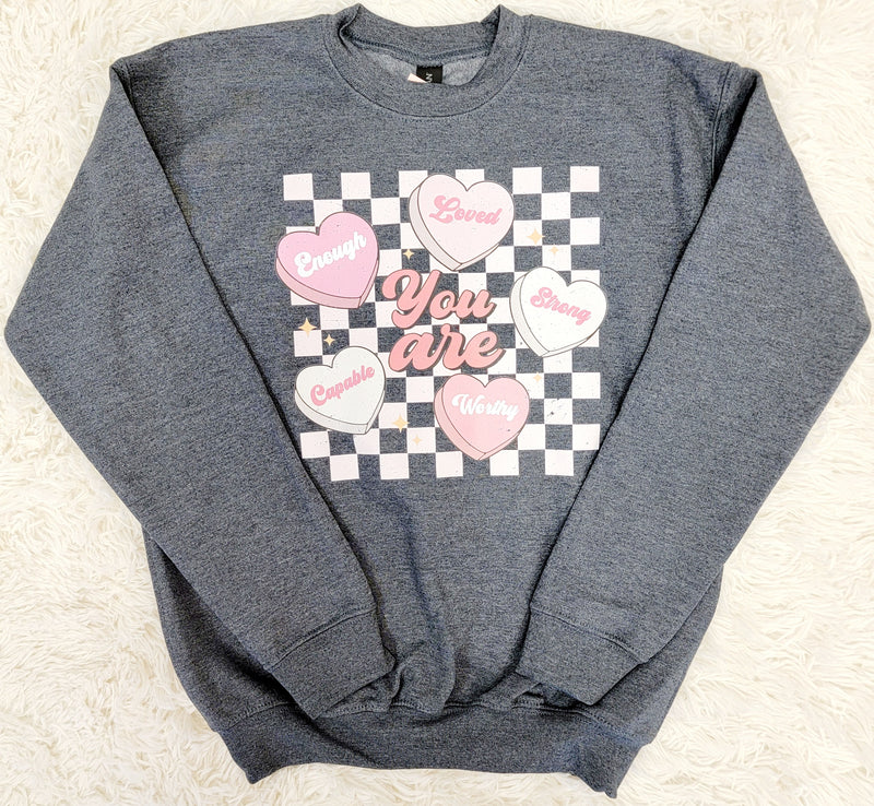 Girls You Are Candy Heart Crewneck