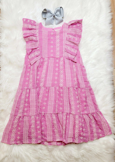 Hayden Girl's Pink Pattern Dress - Mini Mee Boutique