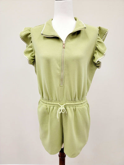 Umgee Women's Green Ruffle Romper - Mini Mee Boutique