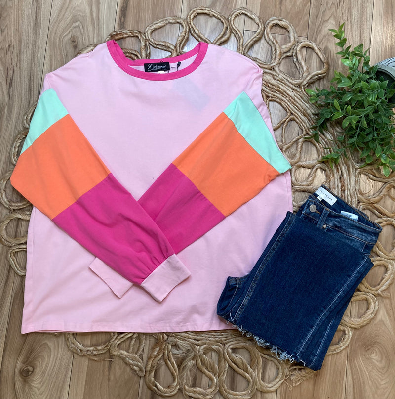 Loose Fit Colorblock Top