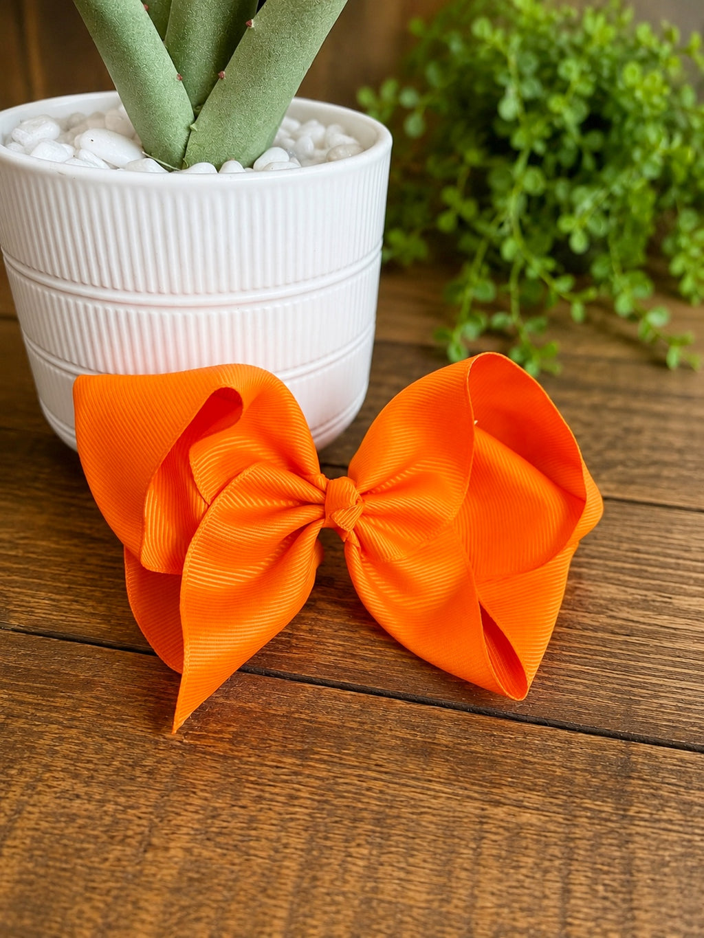 Hair Bow 6” Alligator Clip - Mango Orange