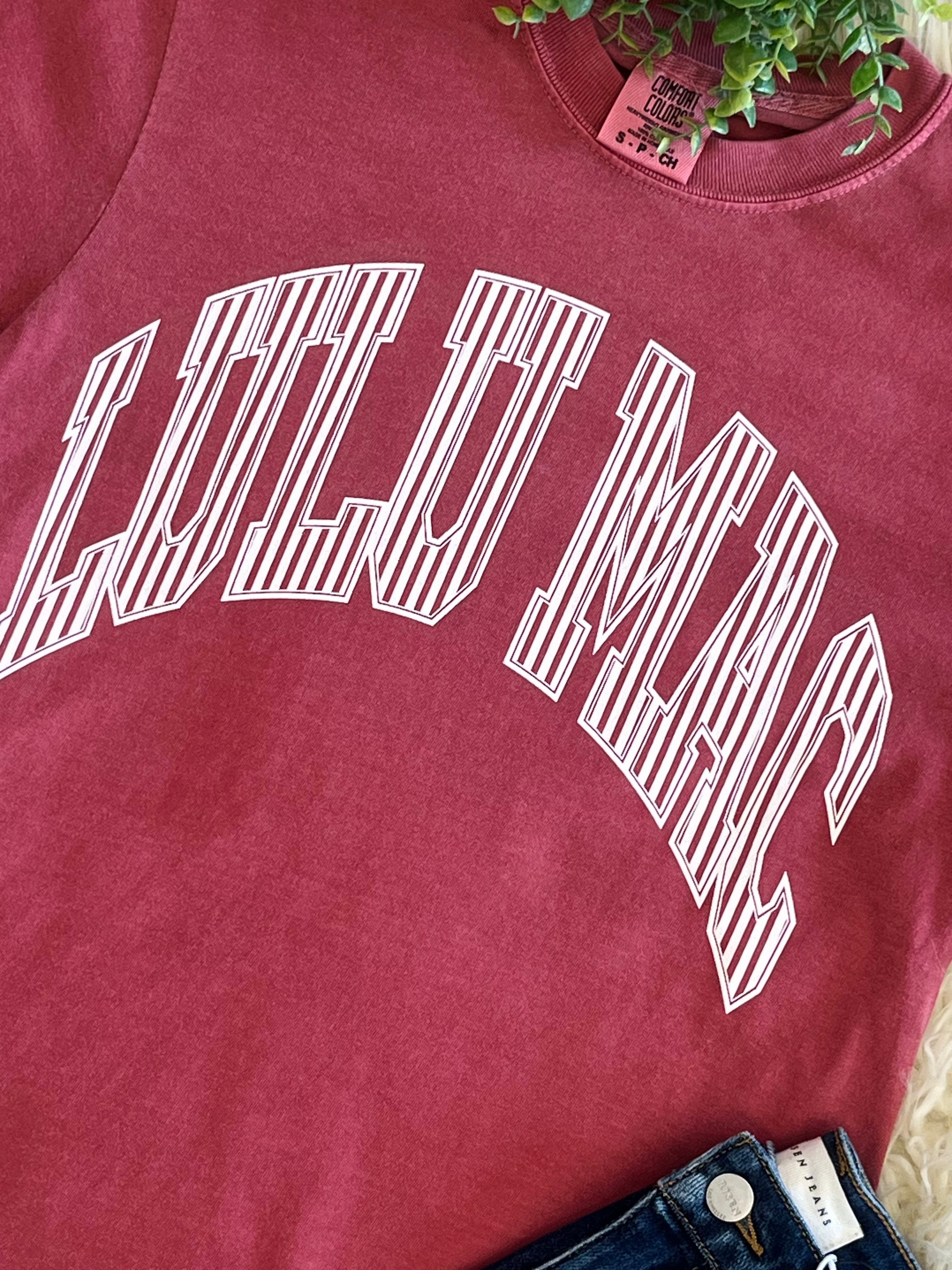 Women’s Striped Crimson LuLu Mac Tee
