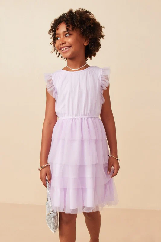 Girls Light Purple Layered Dress - Mini Mee Boutique