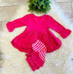 Girl’s Pink Stripe Ruffle Outfit