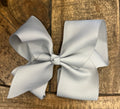 Hair Bow 6” Alligator Clip - Light Grey