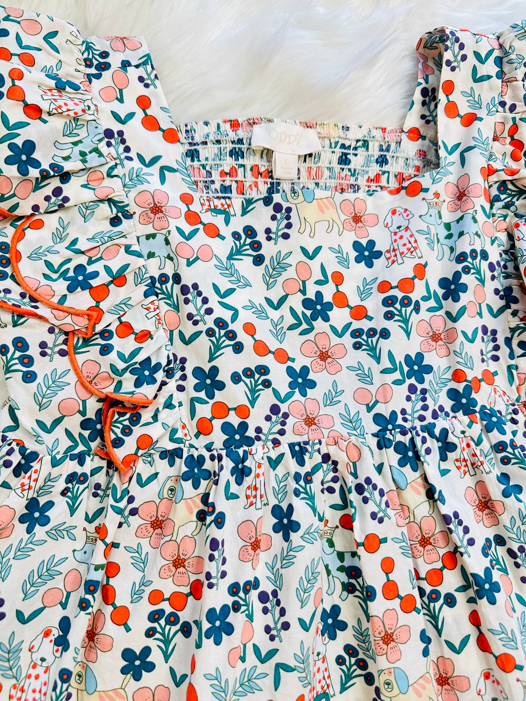 Girls Mixed Print Flutter Sleeve Top