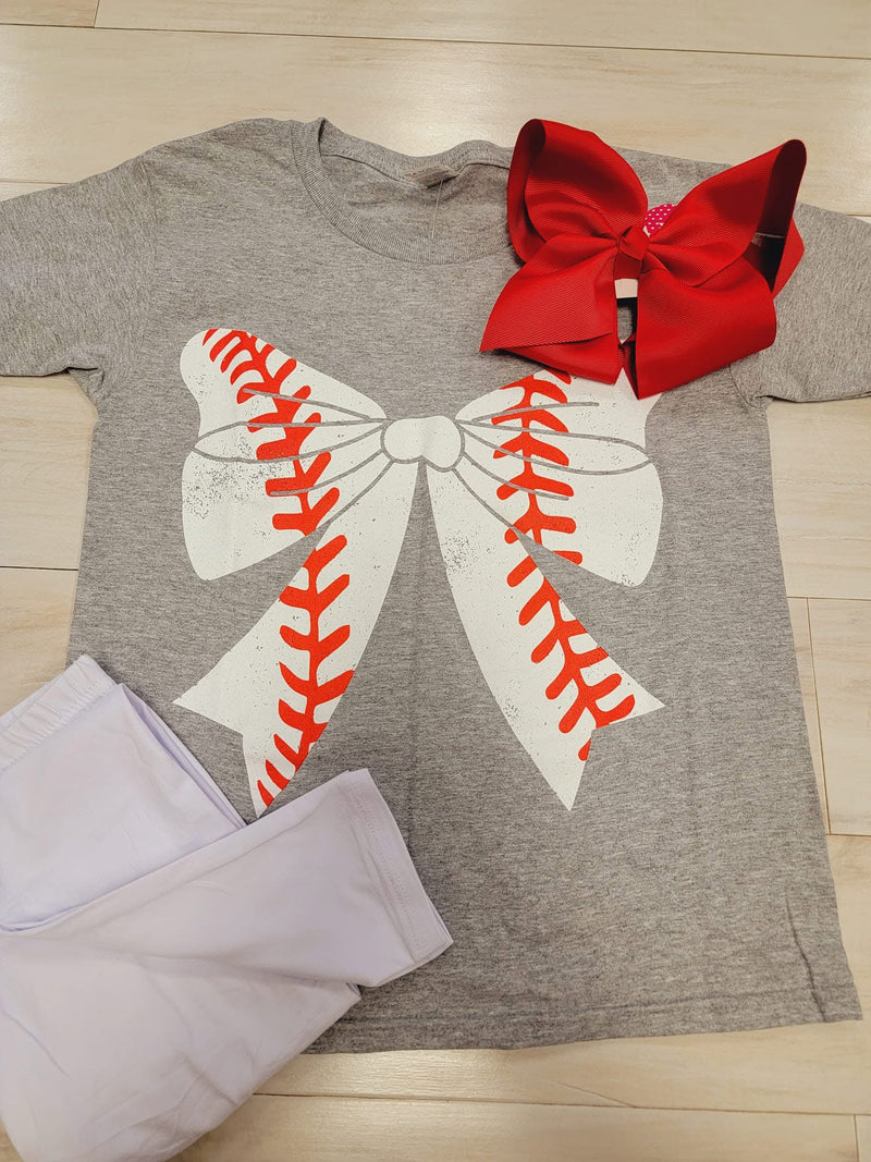 Girls Baseball Bow Tee - Mini Mee Boutique