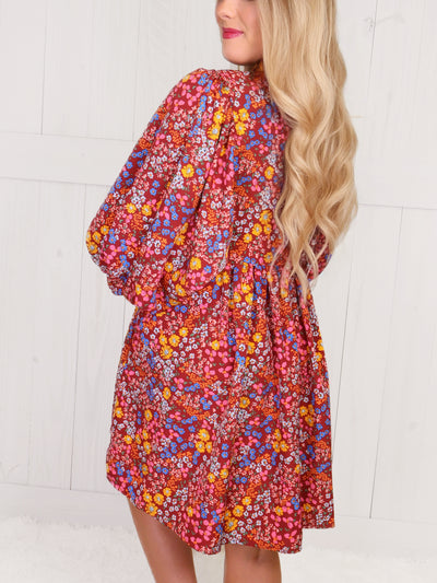 Floral Burgundy Dress