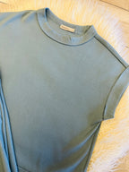 Women’s Zenana Blue Grey Ribbed Cuff Sleeve Pant Set - True to Size Oversized Look