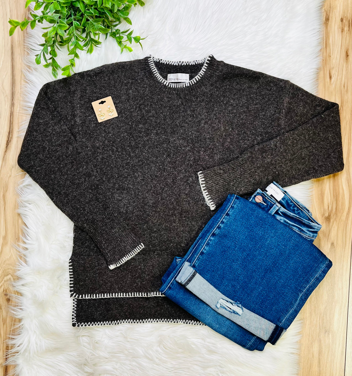 Women’s Zenana Dark Brown Sweater Top