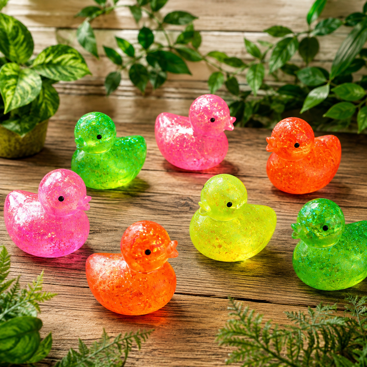 Squishy Duck Gel Filled Glitter Toy size 3”x3” Ages 3+