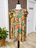 Women’s Umgee Paisley Floral Lace Ruffle Sleeve Dress