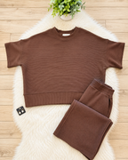 Women’s Zenana Brown Ribbed Pant Set