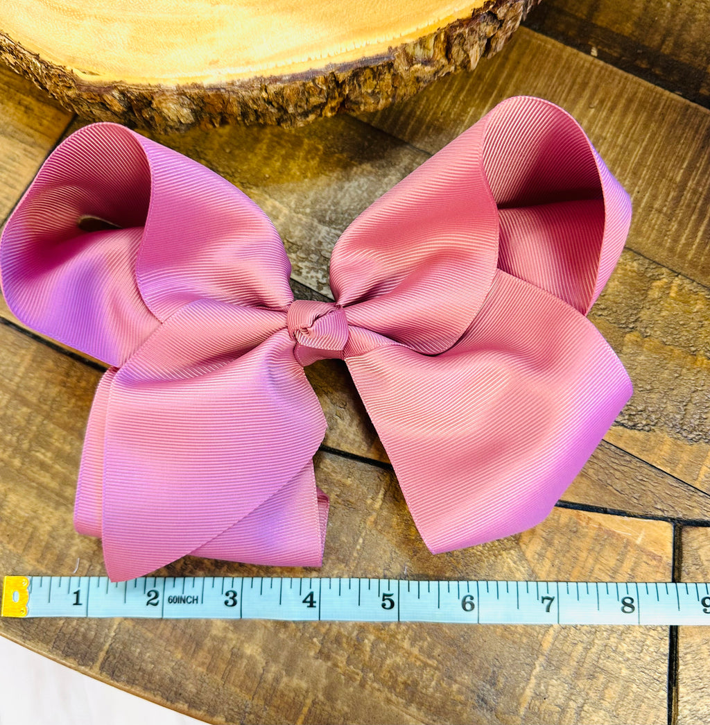 Hair Bow 8” Alligator Clip - Mauve