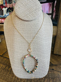 Women’s Gold and Mixed Colored Oval Necklace