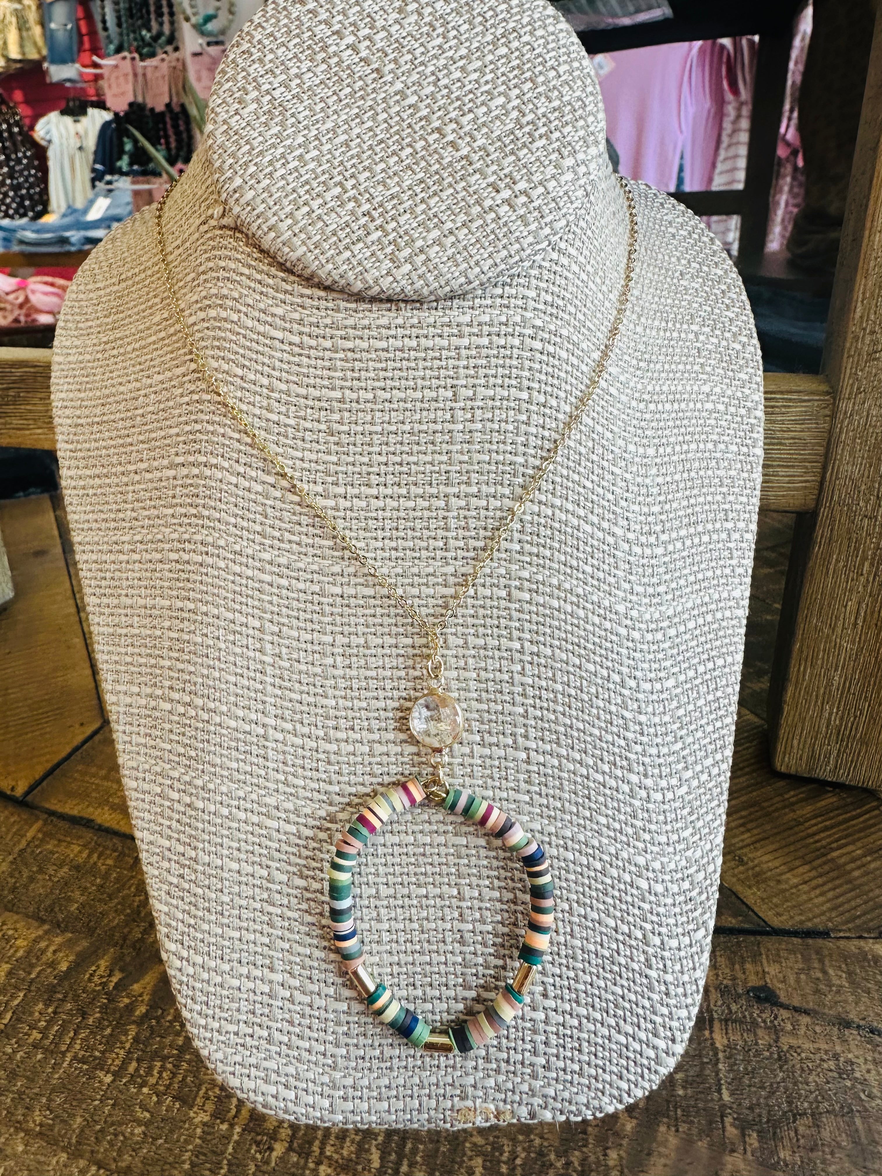 Women’s Gold and Mixed Colored Oval Necklace