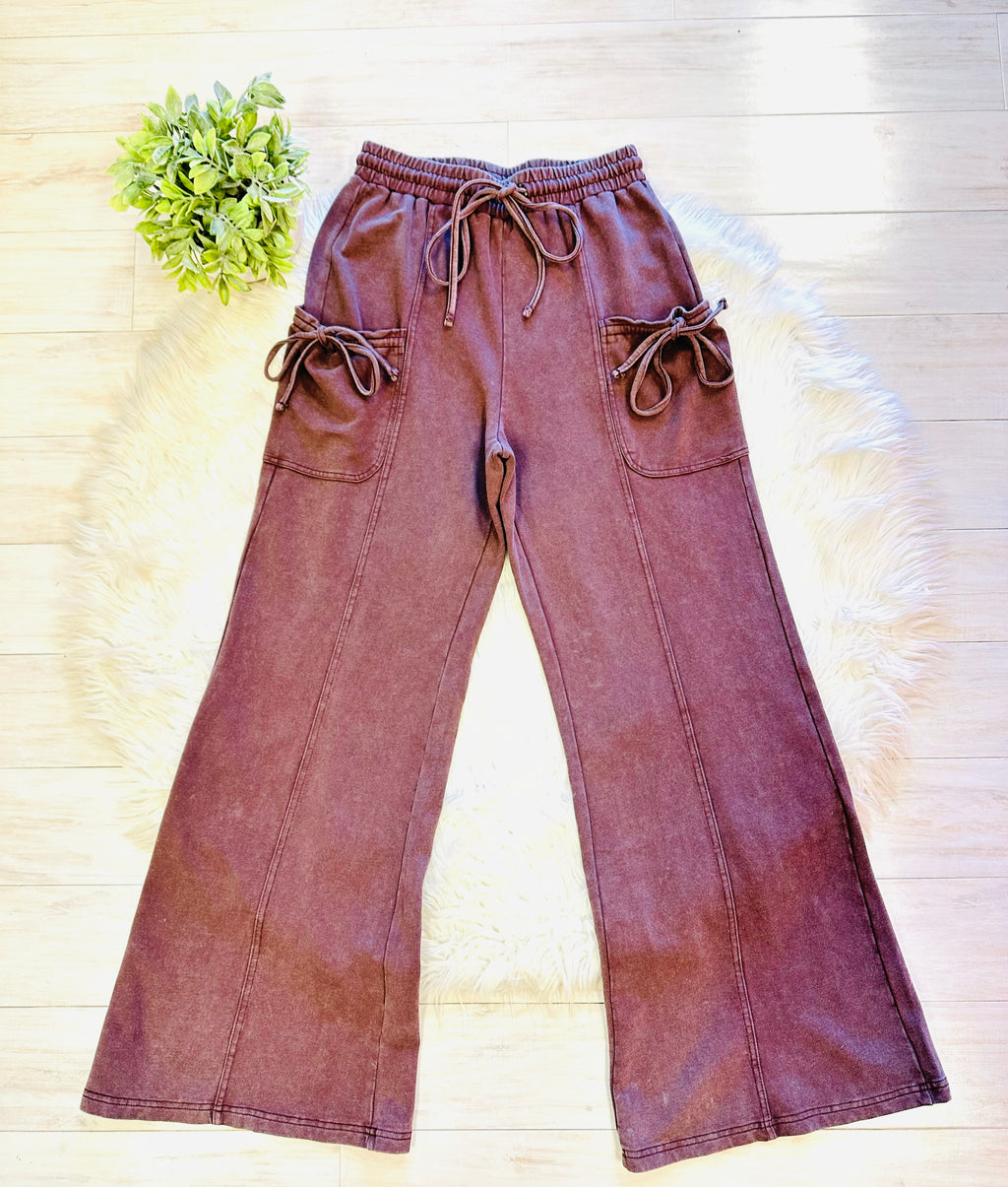 Women’s Evermmee Brown Tie Wide Leg Pants - True to size
