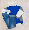 Women’s Evermmee Blue and White Stripe Contrast Pullover