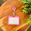 Pink Cheetah Name tag Lanyard