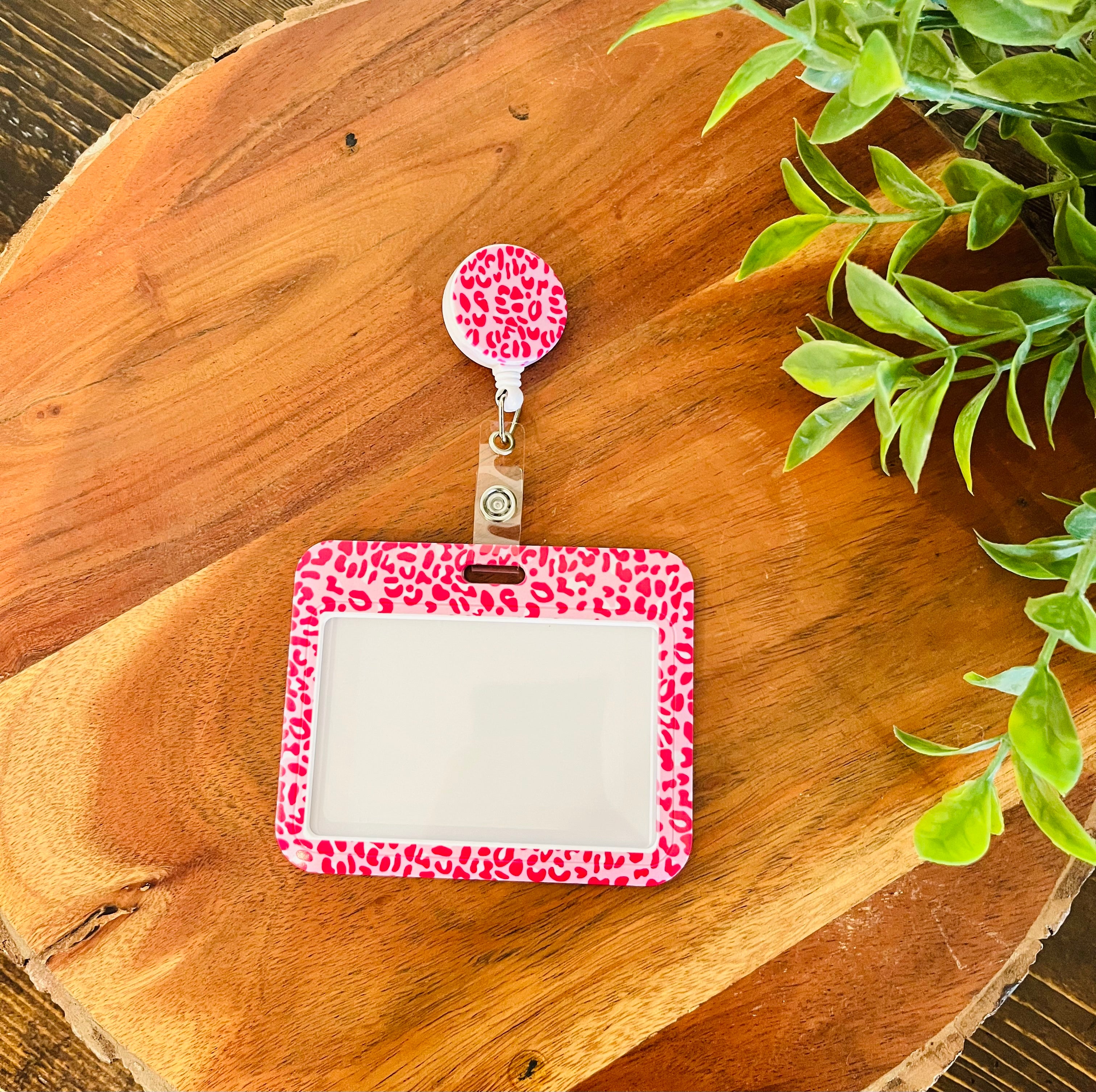 Pink Cheetah Name tag Lanyard