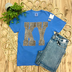 Women’s Dusty Blue Cheetah Print KY Tee