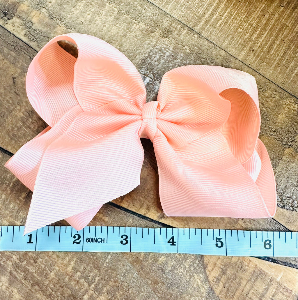 Hair Bow 6” Alligator Clip - Peach