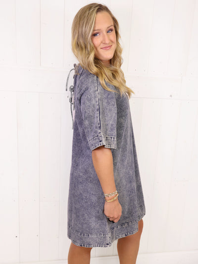 Swing Hem Denim Dress with Pockets