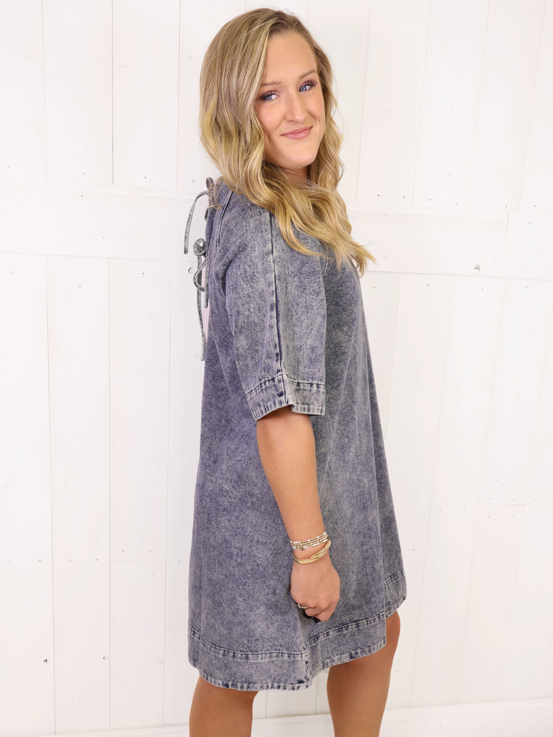 Swing Hem Denim Dress with Pockets