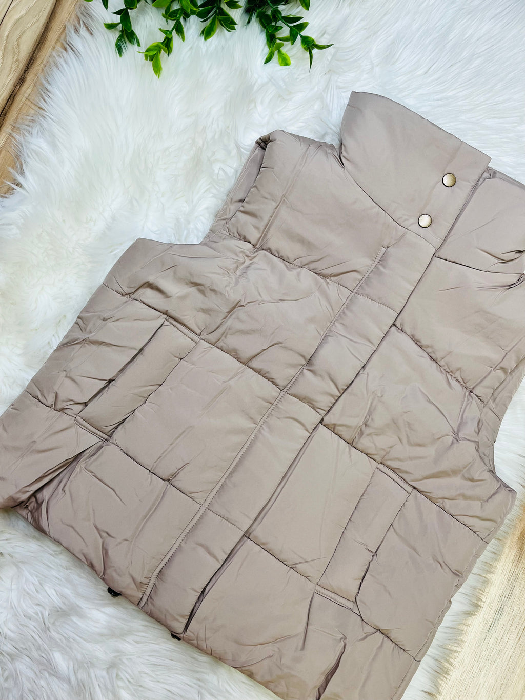 Women’s Zenana Ash Mocha Puffer Vest Top