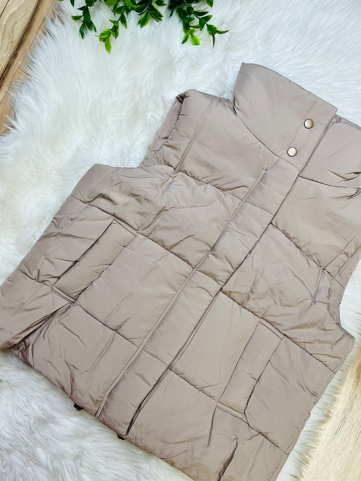 Women’s Zenana Ash Mocha Puffer Vest Top