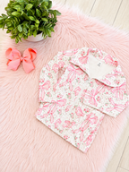 Girl’s Pink Bow Zip up Jacket and Flare Pant Outfit Set
