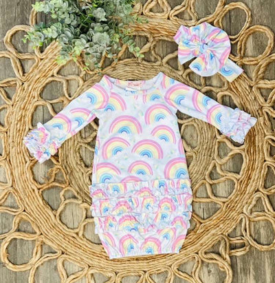 Rainbow Gown and Headband - Mini Mee Boutique