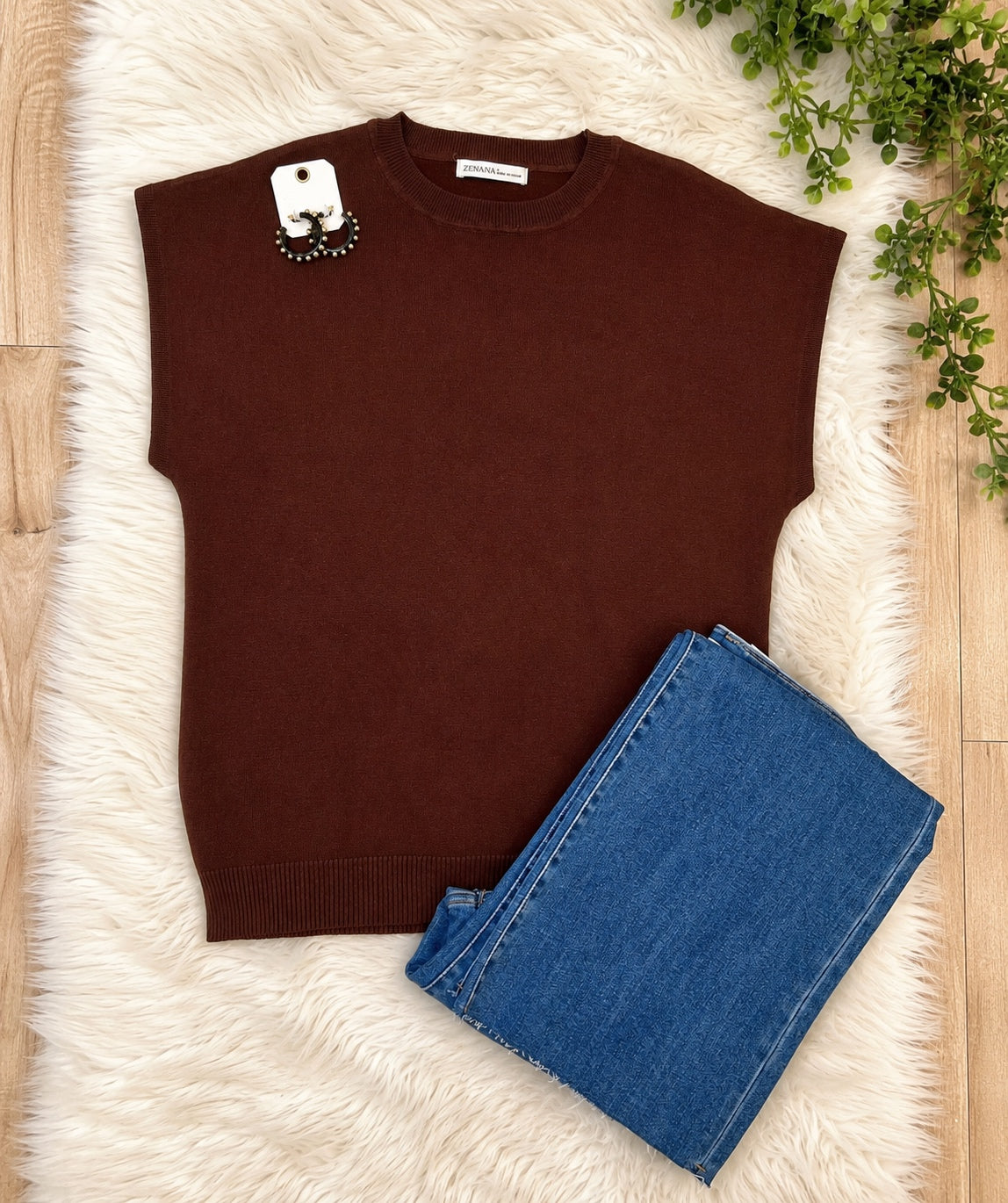 Women’s Zenana Brown Vest Top - True to Size