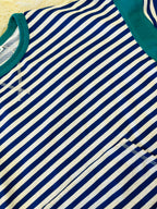 Women’s Blue and Grey Stripe with Green Detail Front Pocket Long Sleeve - Oversized