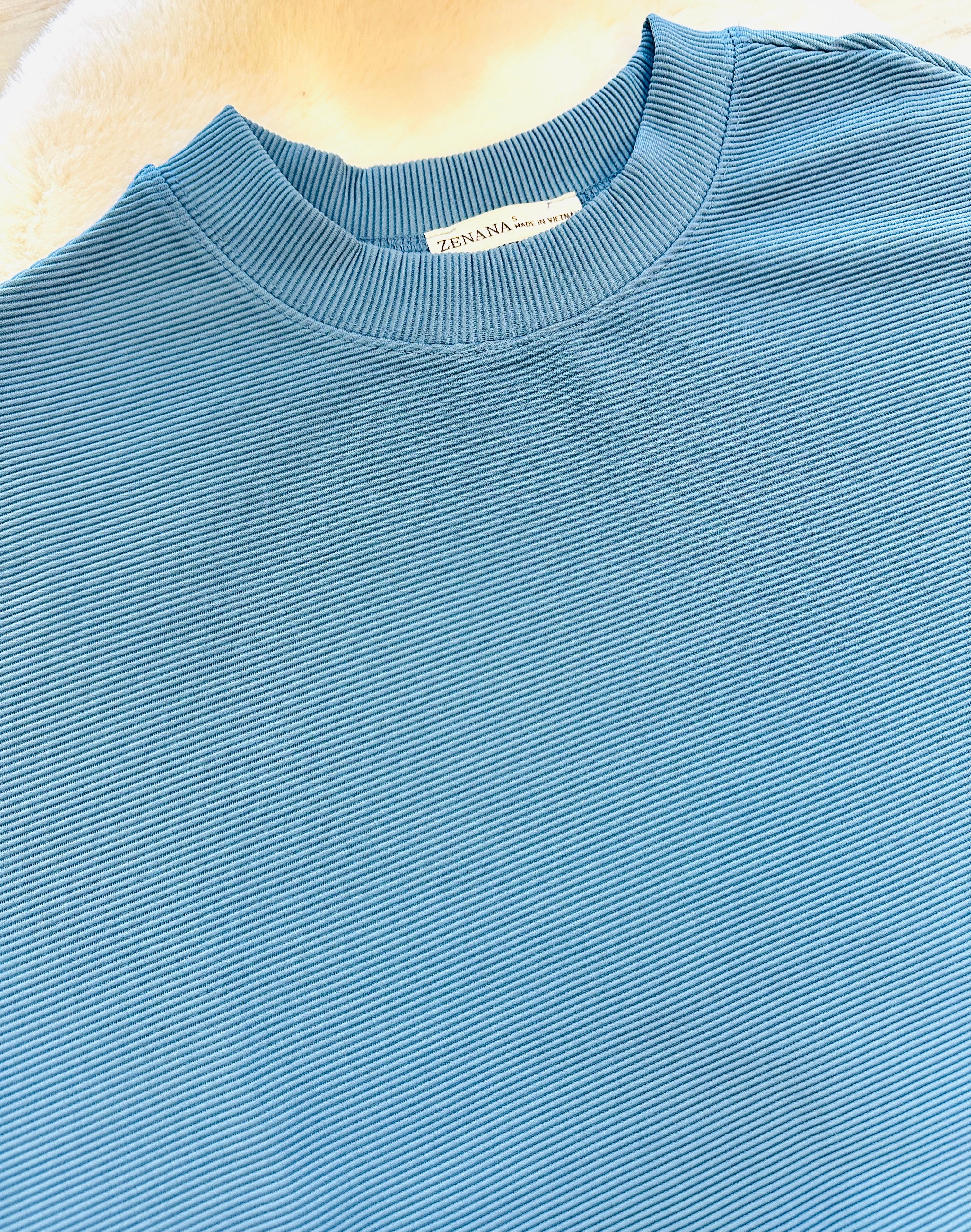 Women’s Zenana Blue Ribbed Pant Set