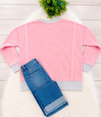 Women’s Zenana Washed Exposed Seam Sweatshirt In Light Pink Top