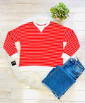 Women’s Zenana Red Striped Long Sleeve Top