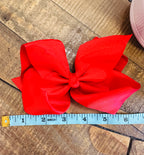 Hair Bow 6” Alligator Clip - Red
