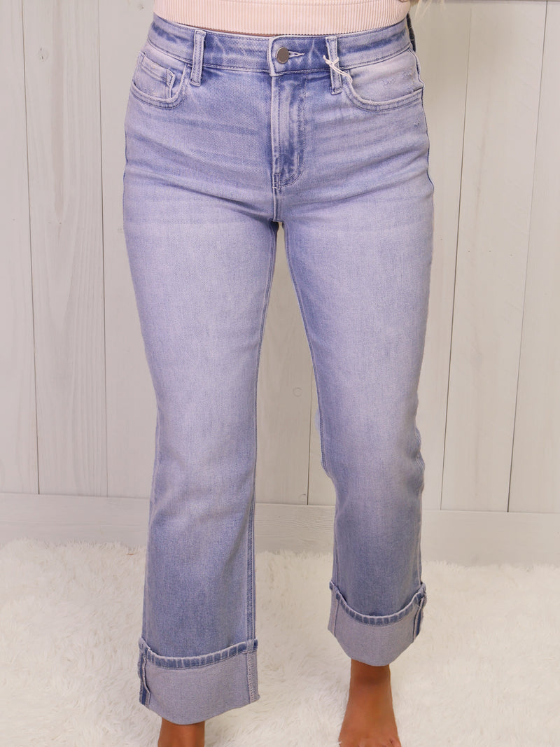 Flying Monkey High Rise Crop Slim Straight Jeans