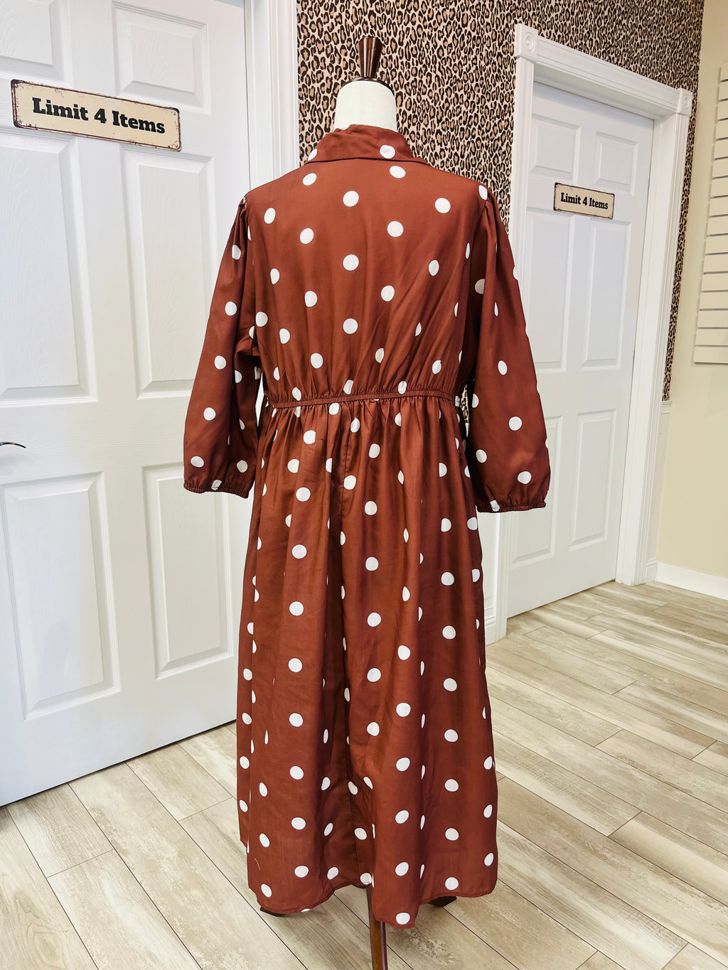Women’s Evermmee Brown Polka Dot Dress with Pockets- Loose Fit