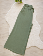 Women’s Curvy Petite Zenana Enzyme Wash Olive Wide- Leg Pants